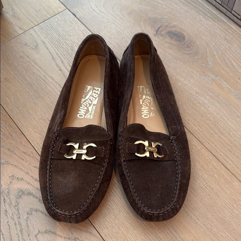 Ferragamo Brown Suede Loafers